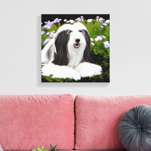 Bartete Collie Malerei - Niedliche Original Hunde Leinwanddruck (Insitu (Wohnzimmer))