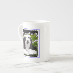 Bartete Collie Malerei - Niedliche Original Hunde Porzellantasse