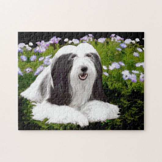 Bartete Collie Malerei - Niedliche Original Hunde Puzzle (Horizontal)