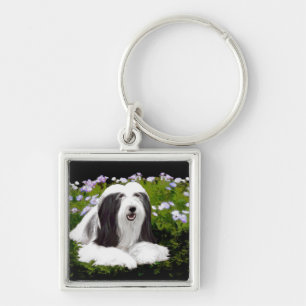 Bartete Collie Malerei - Niedliche Original Hunde Schlüsselanhänger