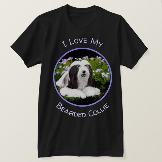 Bartete Collie Malerei - Niedliche Original Hunde T-Shirt (Design vorne)