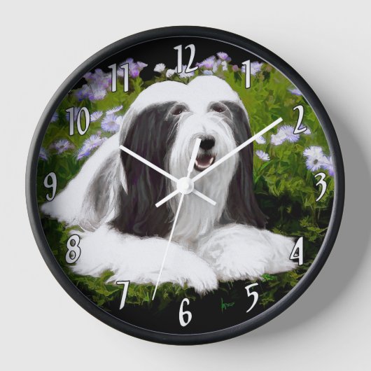 Bartete Collie Malerei - Niedliche Original Hunde  Uhr (Vorderseite)