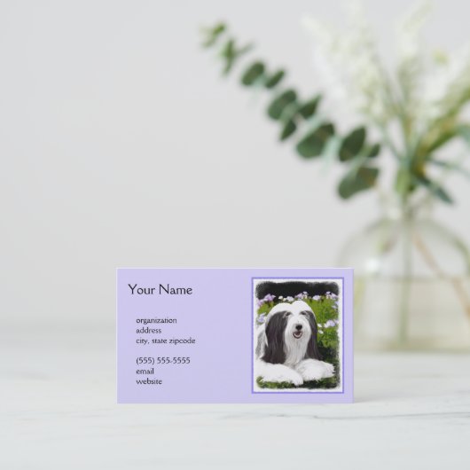 Bartete Collie Malerei - Niedliche Original Hunde Visitenkarte (Stehend Vorderseite)