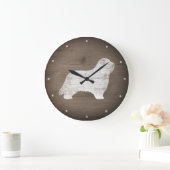 Bartete Collie Silhouette Rustikaler Stil Große Wanduhr (Zuhause)