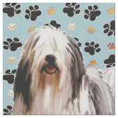 Bartete Collies und Pappabdrücke Stoff (Nahaufnahme)