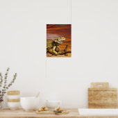 Bartete Drache (Pogona Vitticeps) auf Zweig, Poster (Küche)