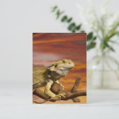 Bartete Drache (Pogona Vitticeps) auf Zweig, Postkarte (Stehend Vorderseite)