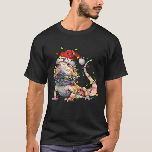 Bartete Drachen Weihnachtsbaum Leuchtturm Weihnach T-Shirt (Vorderseite)