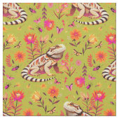 Bartete Drachenflora auf hellgrünem Hintergrund Stoff (Nahaufnahme)