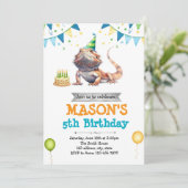 Bartete Dragon-Geburtstagseinladung Einladung (Stehend Vorderseite)