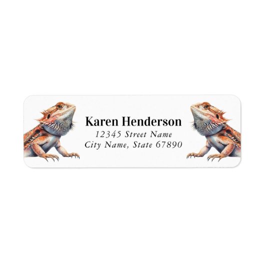 Bartete Dragon Lizard Rücksendeadressen-Aufkleber (Vorne)