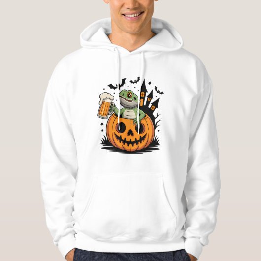 Bartete Lizard in Pumpkin mit Bier Hoodie (Vorderseite)