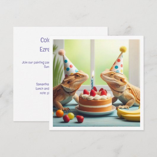 Bartete Party, Chamäleon Geburtstag Einladung (Vorne/Hinten)