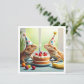 Bartete Party, Chamäleon Geburtstag Einladung (Stehend Vorderseite)