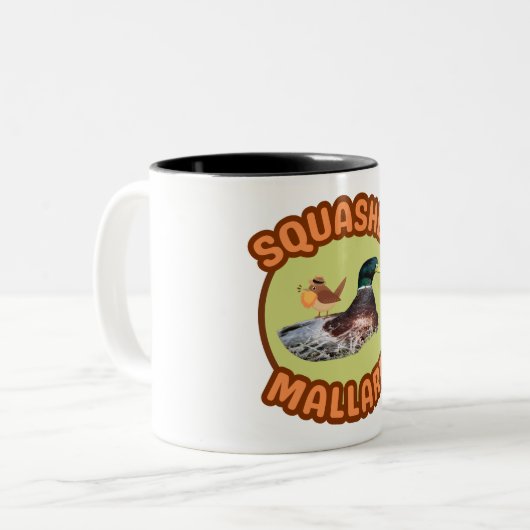 Bartete Vogelbeobachtung zerquetscht Mallard Zweifarbige Tasse (Vorderseite Links)