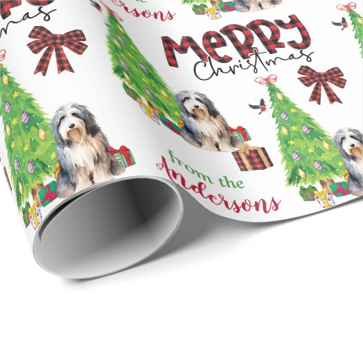 Barteter Collie Dog, Vogel und Weihnachtsbaum Geschenkpapier (Rolleneckpunkt)