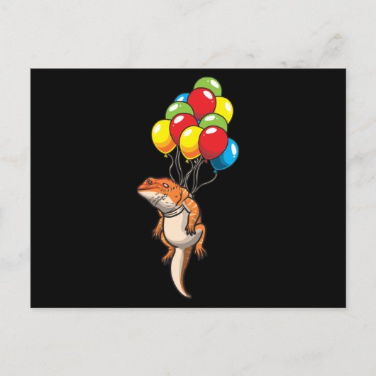 Barteter Dragon Pogona mit Ballon Postkarte (Vorderseite)