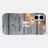 Bartholz Rustic Elegance String Lights Monogram Case-Mate iPhone Hülle (Rückseite (Horizontal))