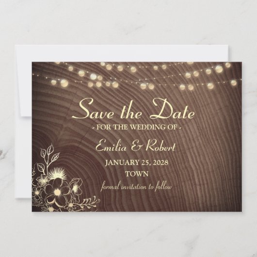 Bartholz Rustikale Hochzeit Save The Date (Vorderseite)