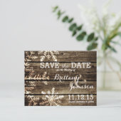 Bartholz Schneeflocken Rustikaler Winter Save the  Ankündigungspostkarte (Stehend Vorderseite)