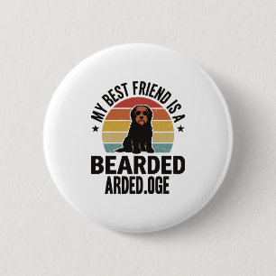 Barthund Collie Vintage Sonnenuntergang Hunde Lieb Button