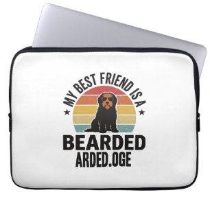 Barthund Collie Vintage Sonnenuntergang Hunde Lieb Laptopschutzhülle