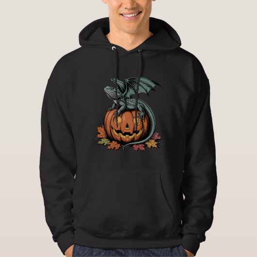 Bartierter Drache über Pumpkin Art Hoodie (Vorderseite)