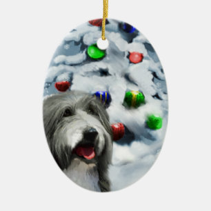 Bärtige Collie-Weihnachtsgeschenk-Verzierung Keramikornament