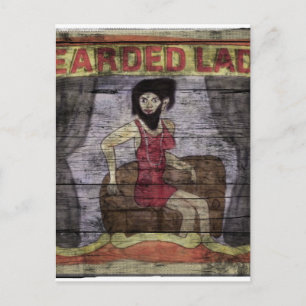 Bärtige Dame Vintage Canival-Banner Postkarte