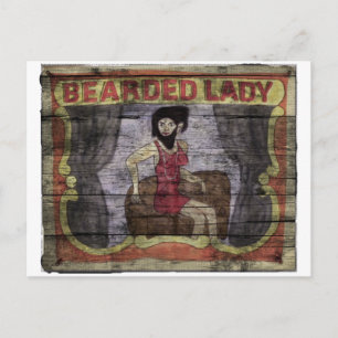 Bärtige Dame Vintage Canival-Banner Postkarte