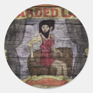 Bärtige Dame Vintage-Circusbanner Runder Aufkleber