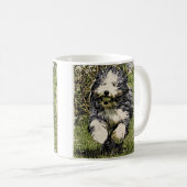 Bärtiger Collie auf der LaufTasse Kaffeetasse (VorderseiteRechts)