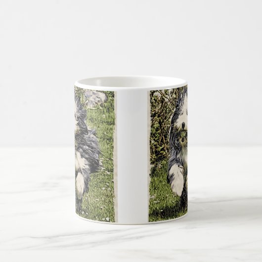 Bärtiger Collie auf der LaufTasse Kaffeetasse (Mittel)