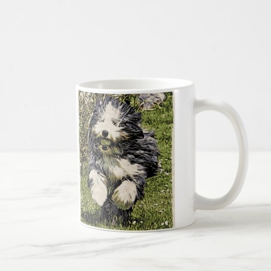 Bärtiger Collie auf der LaufTasse Kaffeetasse (Rechts)