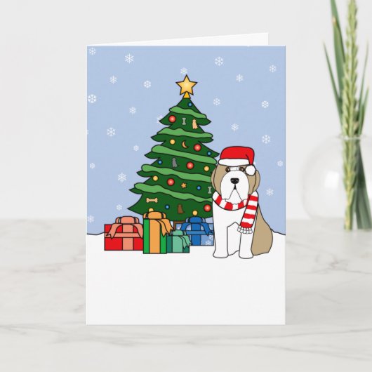 Bärtiger Collie-und Weihnachtsbaum Feiertagskarte (Vorderseite)
