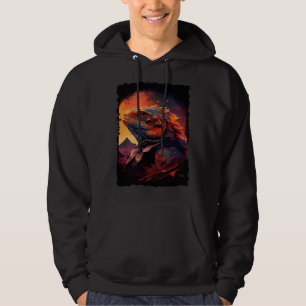 Bärtiger Drache Berge Sonnenuntergang Eidechse Ret Hoodie