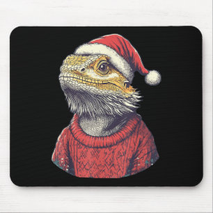 Bärtiger Drache hässlicher Pullover Santa Hut Weih Mousepad