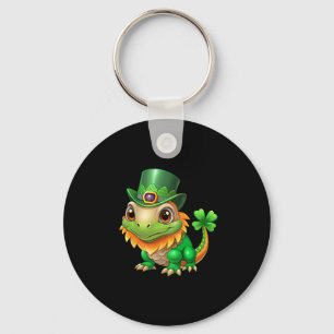 Bärtiger Drache mit Shamrock für St. Patricks Tag Schlüsselanhänger