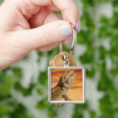 Bärtiger Drache (Pogona Vitticeps) auf Felsen, Schlüsselanhänger (Hand)
