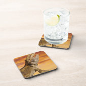 Bärtiger Drache (Pogona Vitticeps) auf Felsen, Untersetzer (Rechte Seite)