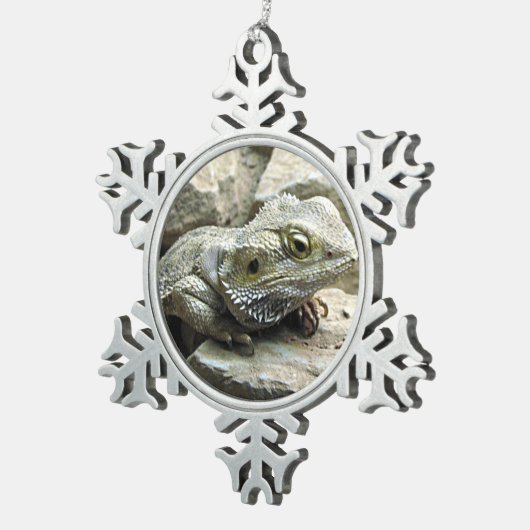 Bärtiger Drache Schneeflocken Zinn-Ornament (Rechts)