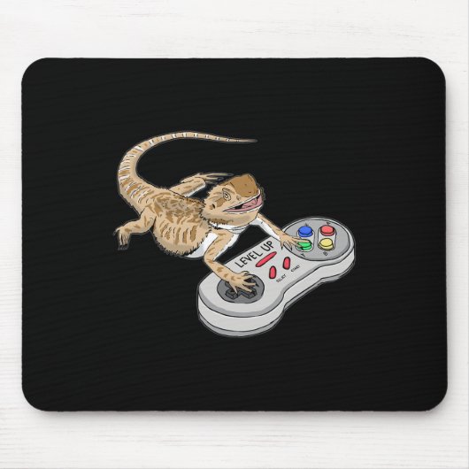 Bärtiger Drache spielt Videospiel Reptilien Pagona Mousepad (Vorne)