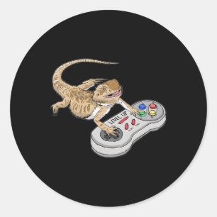 Bärtiger Drache spielt Videospiel Reptilien Pagona Runder Aufkleber