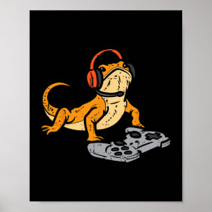Bärtiger Drache Videospiel Lustiger Gamer Tier Män Poster