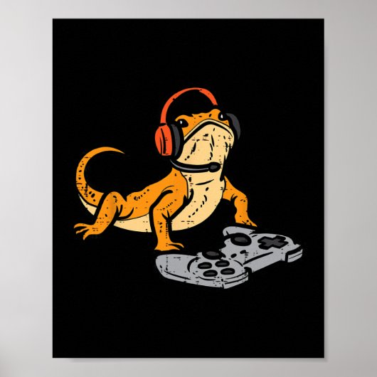 Bärtiger Drache Videospiel Lustiger Gamer Tier Män Poster (Vorne)