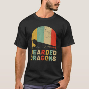 Bärtiger Drache Vintage-Sonnenuntergang Retro-Stil T-Shirt