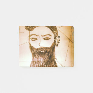 bärtiger Mann Manga Anime in verdrehter Welt Post-it Klebezettel