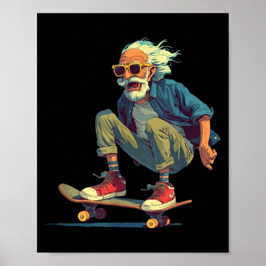 Bärtiger Opa mit Skateboard-Kostüm für Erwachsene Poster (Vorne)