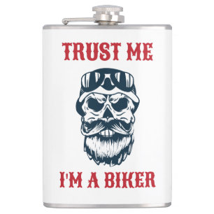 Bärtiger Totenkopf Motorrad Trau mir, ich bin Flachmann