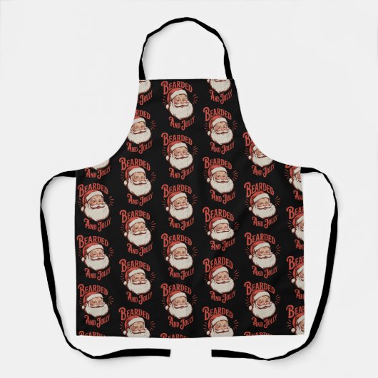Bärtiger und fröhlicher Weihnachtsbart Lustig Retr Schürze (Vorderseite)